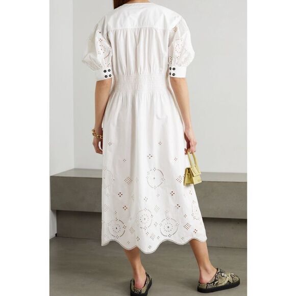 GANNI Broderie anglaise organic cotton midi dress NWT size 36/4-6 $445 - Picture 6 of 6